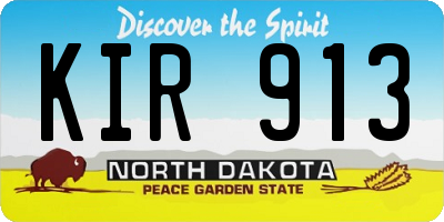 ND license plate KIR913