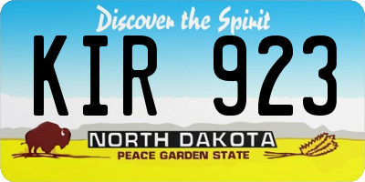 ND license plate KIR923