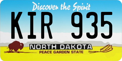 ND license plate KIR935