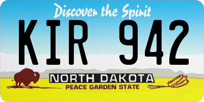 ND license plate KIR942