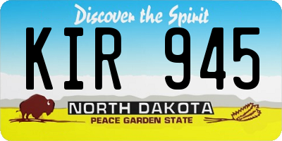 ND license plate KIR945