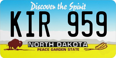 ND license plate KIR959