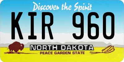 ND license plate KIR960