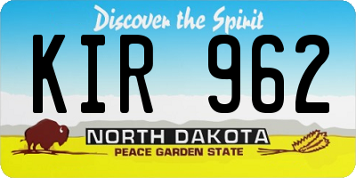 ND license plate KIR962
