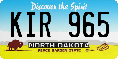 ND license plate KIR965
