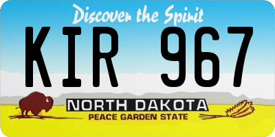 ND license plate KIR967