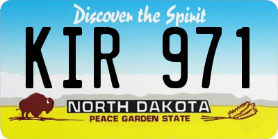 ND license plate KIR971