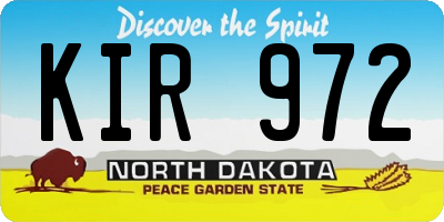 ND license plate KIR972
