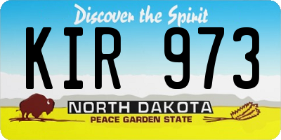 ND license plate KIR973