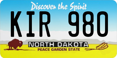 ND license plate KIR980