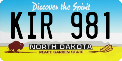 ND license plate KIR981
