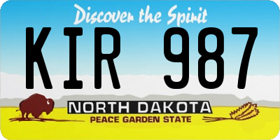 ND license plate KIR987