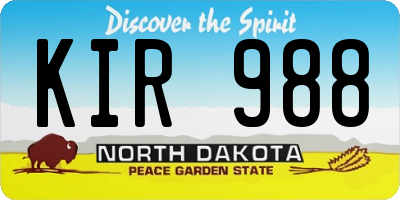 ND license plate KIR988