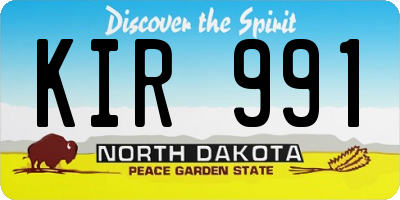 ND license plate KIR991
