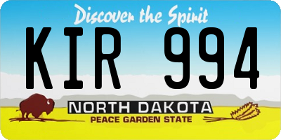 ND license plate KIR994
