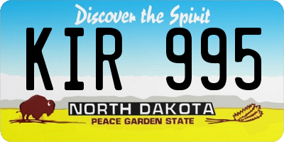 ND license plate KIR995