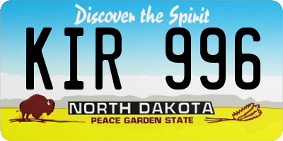 ND license plate KIR996