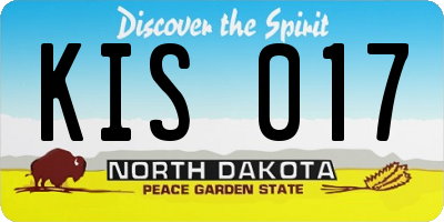 ND license plate KIS017