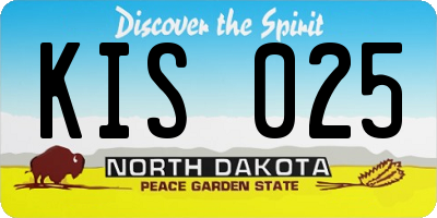ND license plate KIS025