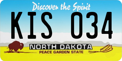 ND license plate KIS034