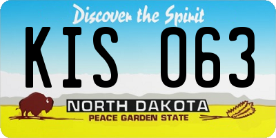 ND license plate KIS063