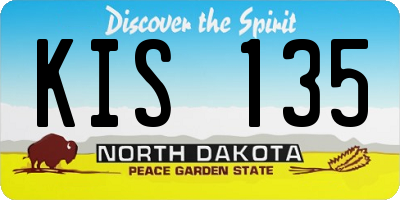 ND license plate KIS135