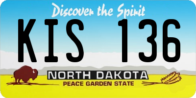 ND license plate KIS136