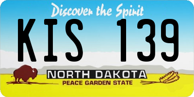 ND license plate KIS139