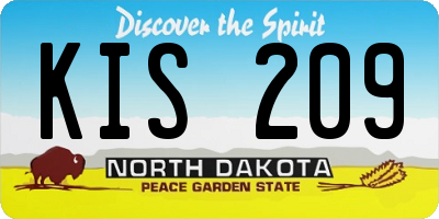 ND license plate KIS209