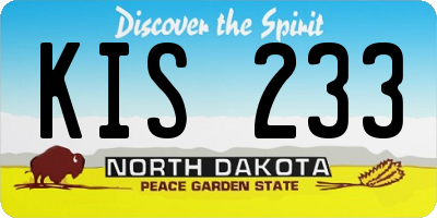 ND license plate KIS233
