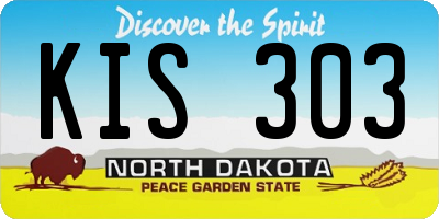 ND license plate KIS303