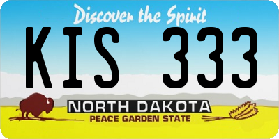 ND license plate KIS333