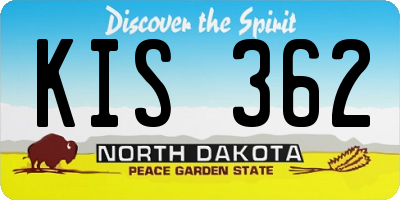 ND license plate KIS362
