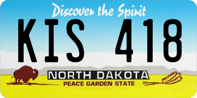ND license plate KIS418