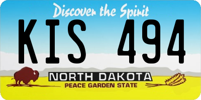 ND license plate KIS494