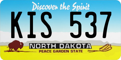 ND license plate KIS537
