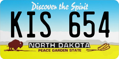 ND license plate KIS654