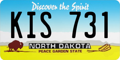 ND license plate KIS731