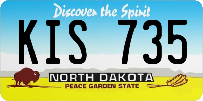 ND license plate KIS735