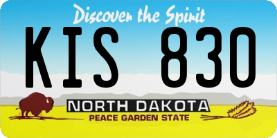 ND license plate KIS830