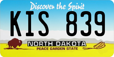 ND license plate KIS839