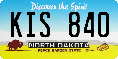 ND license plate KIS840