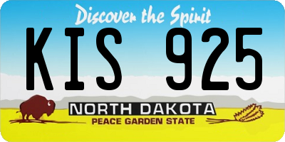 ND license plate KIS925