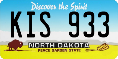 ND license plate KIS933