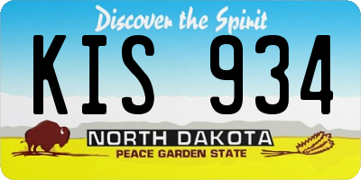 ND license plate KIS934