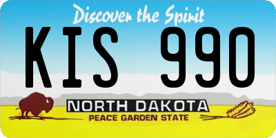 ND license plate KIS990