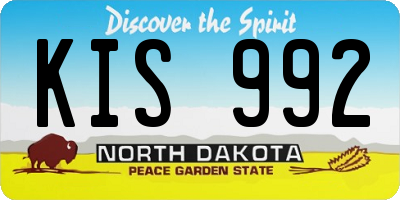 ND license plate KIS992
