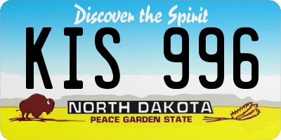 ND license plate KIS996