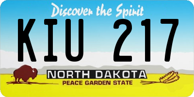 ND license plate KIU217