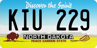 ND license plate KIU229